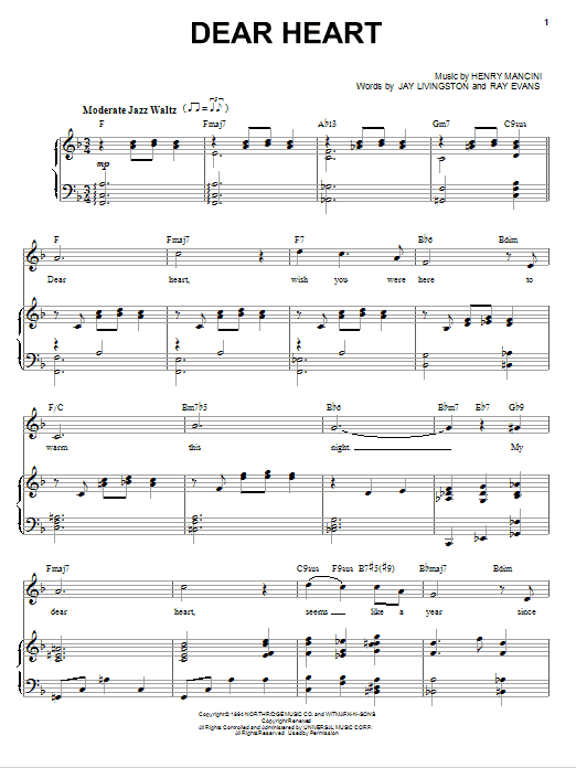 Dear Heart (Piano & Vocal) von Henry Mancini