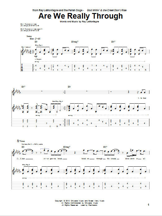 Are We Really Through (Guitar Tab) von Ray LaMontagne and The Pariah Dogs
