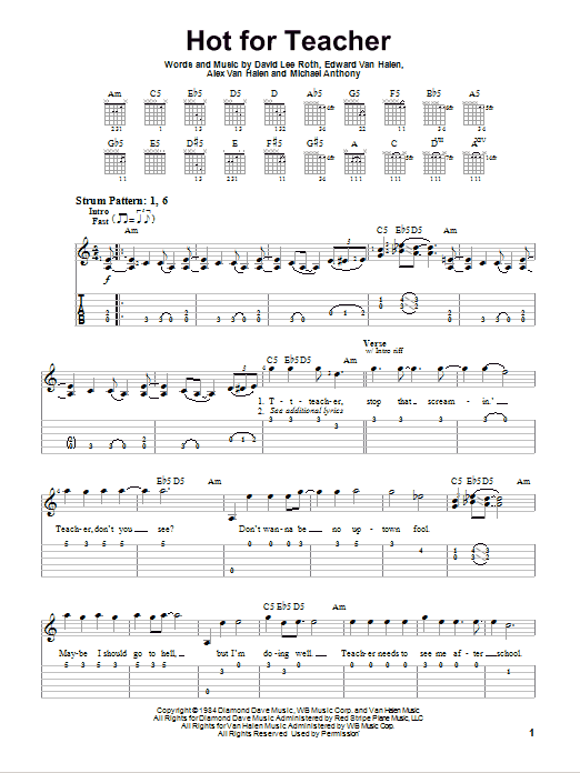 Hot For Teacher (Easy Guitar Tab) von Van Halen