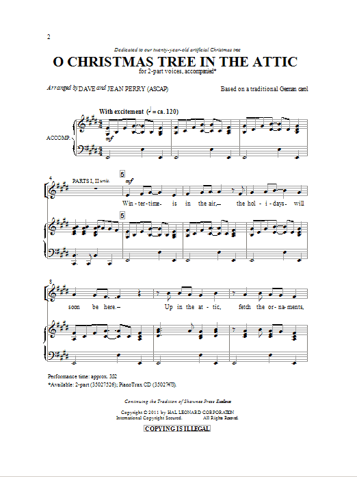 O Christmas Tree In The Attic (2-Part Choir) von Dave Perry