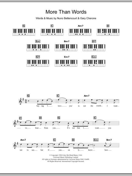 More Than Words (Piano Chords/Lyrics) von Westlife