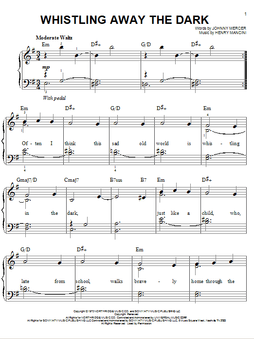 Whistling Away The Dark (Easy Piano) von Henry Mancini