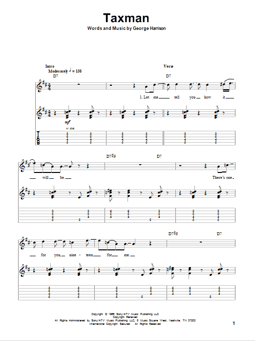 Taxman (Guitar Tab (Single Guitar)) von The Beatles
