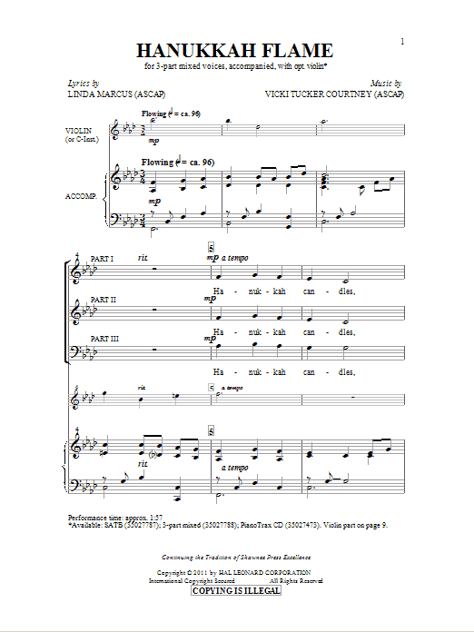 Hanukkah Flame (3-Part Mixed Choir) von Linda Marcus
