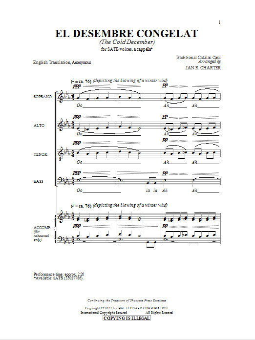 El Desembre Congelat (SATB Choir) von Ian R. Charter