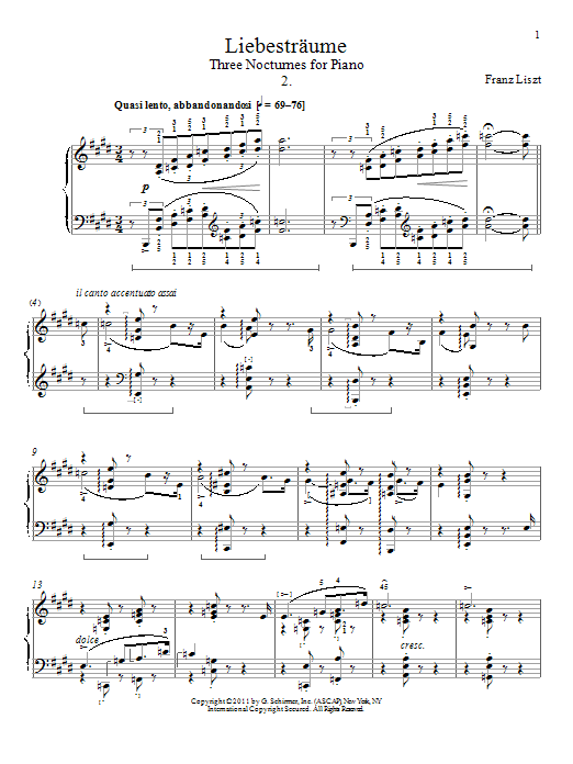 Libestraum No. 2 (Piano Solo) von Franz Liszt