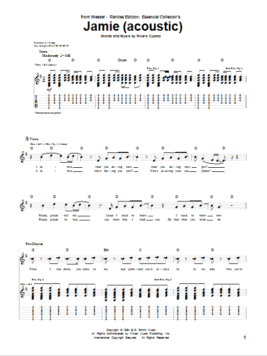 Jamie (Acoustic Version) (Guitar Tab) von Weezer