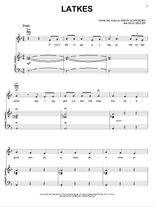 Latkes (Piano, Vocal & Guitar Chords (Right-Hand Melody)) von David Grover & The Big Bear Band