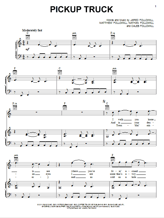 Pickup Truck (Piano, Vocal & Guitar Chords (Right-Hand Melody)) von Kings Of Leon