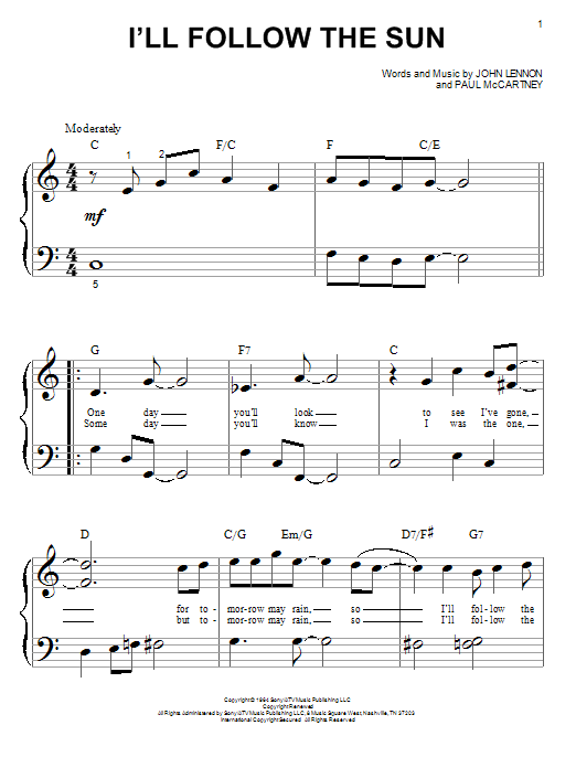 I'll Follow The Sun (Big Note Piano) von The Beatles
