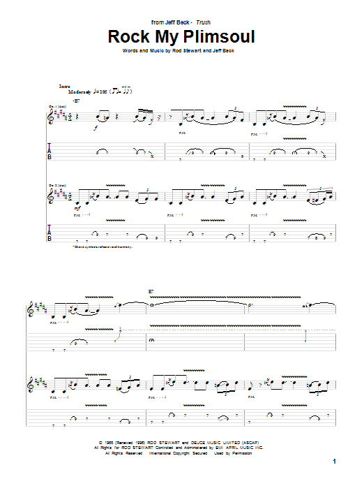 Rock My Plimsoul (Guitar Tab) von Jeff Beck