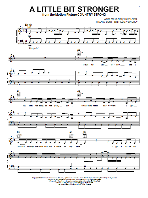 A Little Bit Stronger (Piano, Vocal & Guitar Chords (Right-Hand Melody)) von Sara Evans