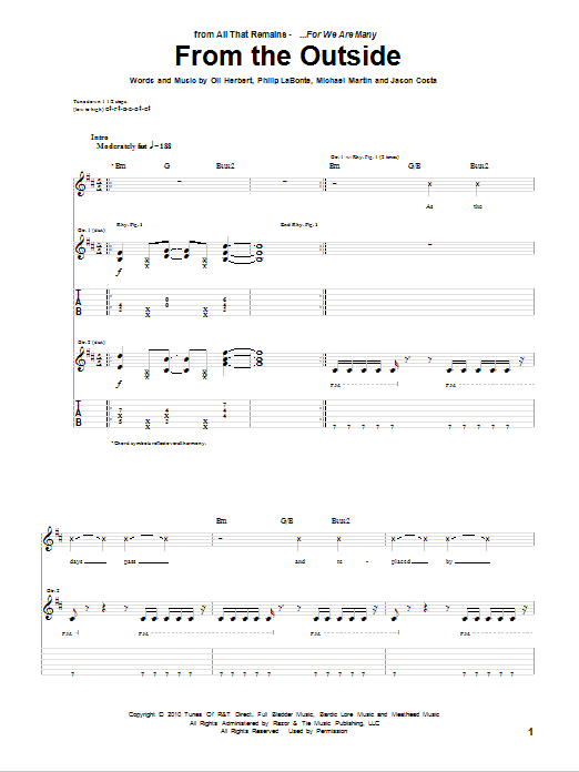 From The Outside (Guitar Tab) von All That Remains