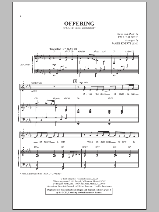 Offering (SATB Choir) von James Koerts