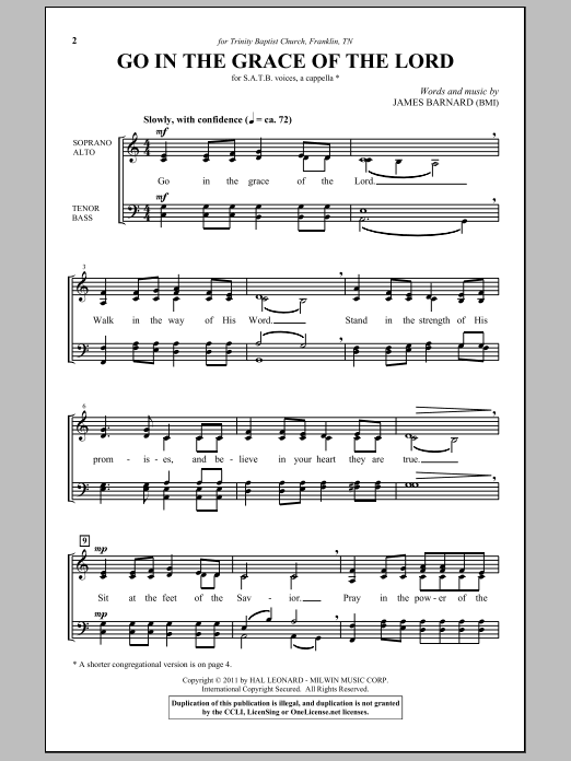 Go In The Grace Of The Lord (SATB Choir) von James Barnard