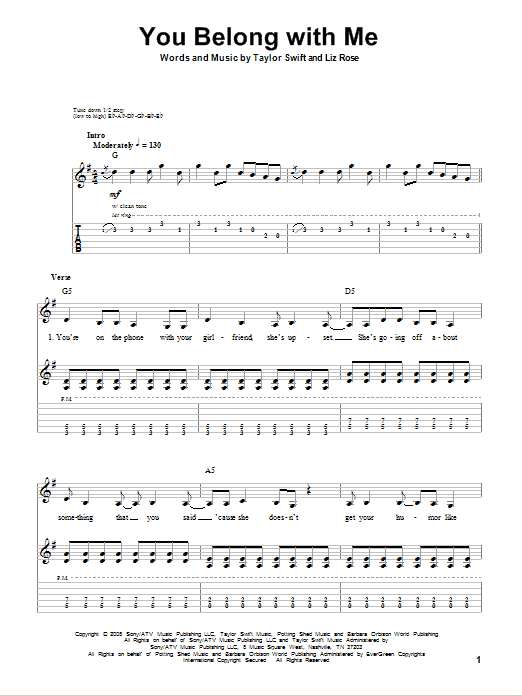 You Belong With Me (Guitar Tab (Single Guitar)) von Taylor Swift