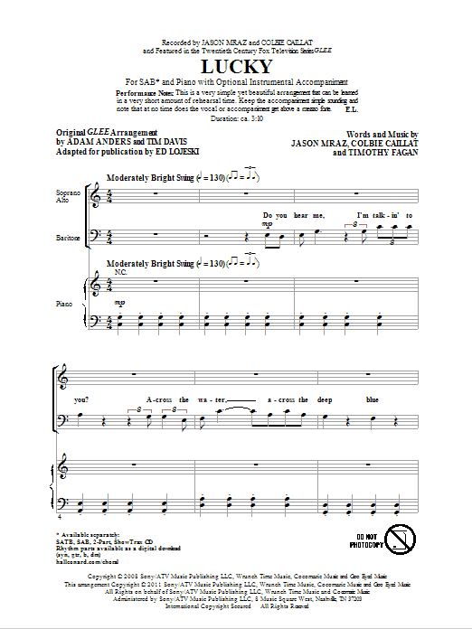 Lucky (SAB Choir) von Ed Lojeski