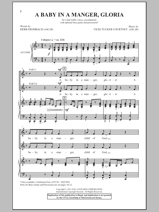 A Baby In A Manger, Gloria! (2-Part Choir) von Herb Frombach