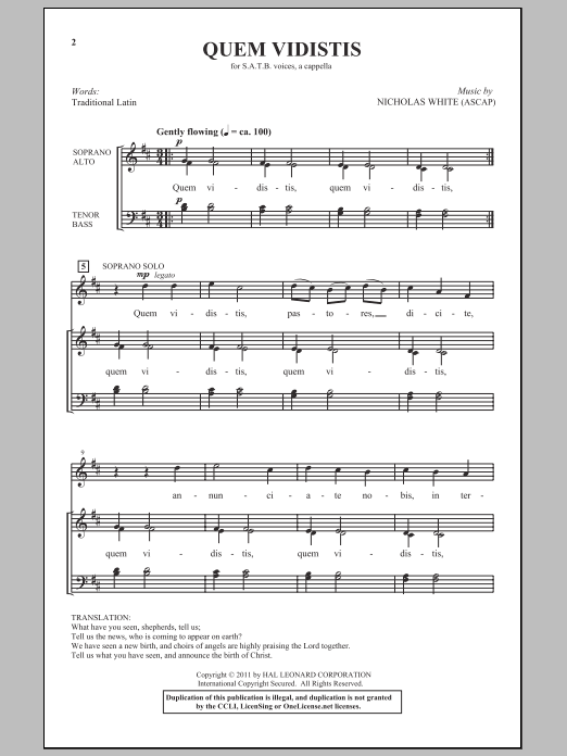 Quem Vidistis (SATB Choir) von Nicholas White