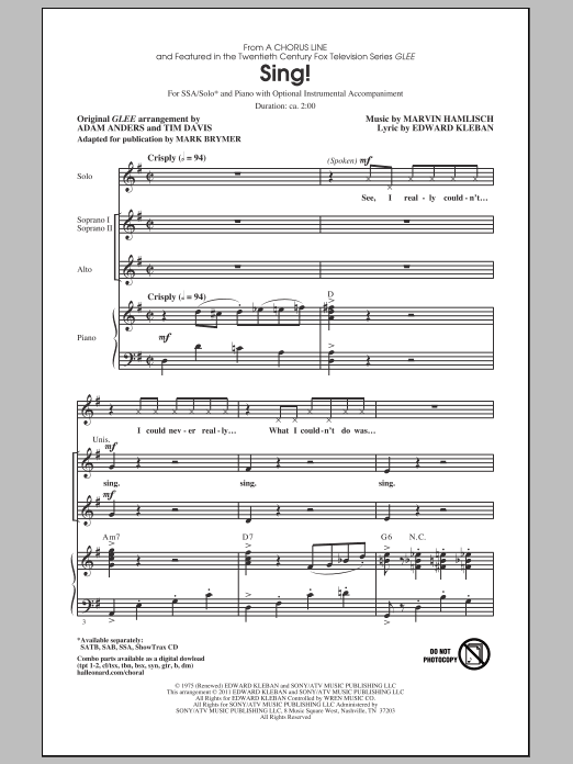 Sing! (SSA Choir) von Mark Brymer