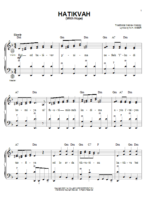 Hatikvah (With Hope) (Accordion) von N.H. Imber