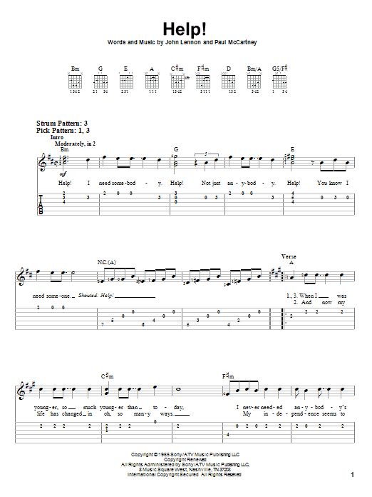 Help! (Easy Guitar Tab) von The Beatles
