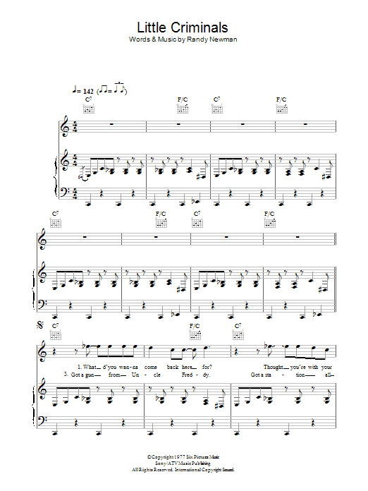 Little Criminals (Piano, Vocal & Guitar Chords) von Randy Newman