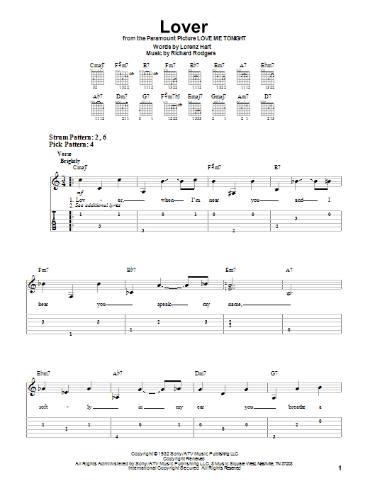 Lover (Easy Guitar Tab) von Ella Fitzgerald