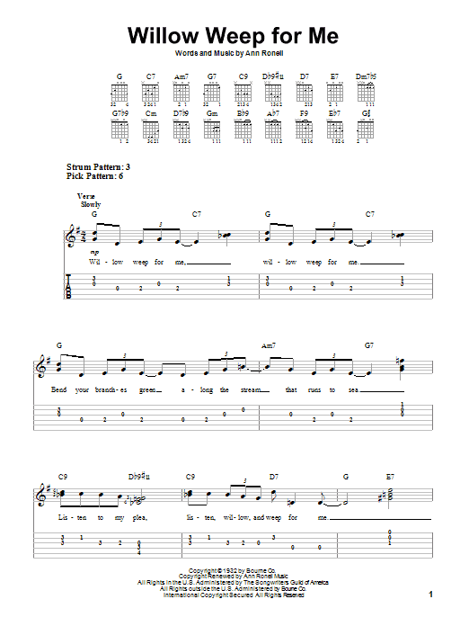 Willow Weep For Me (Easy Guitar Tab) von Chad & Jeremy