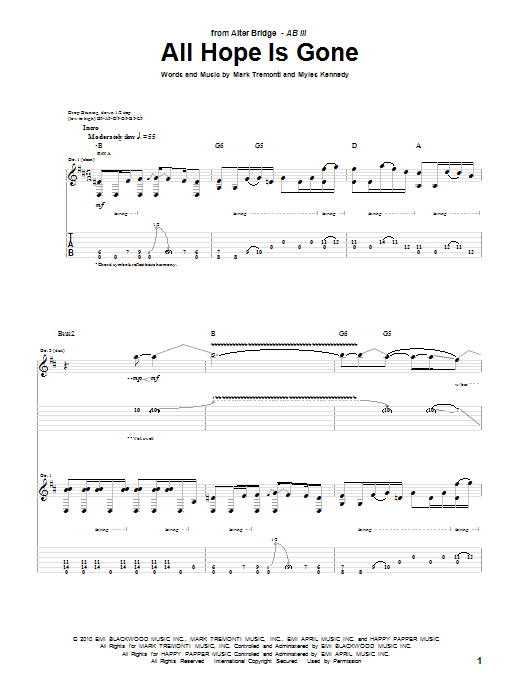 All Hope Is Gone (Guitar Tab) von Alter Bridge