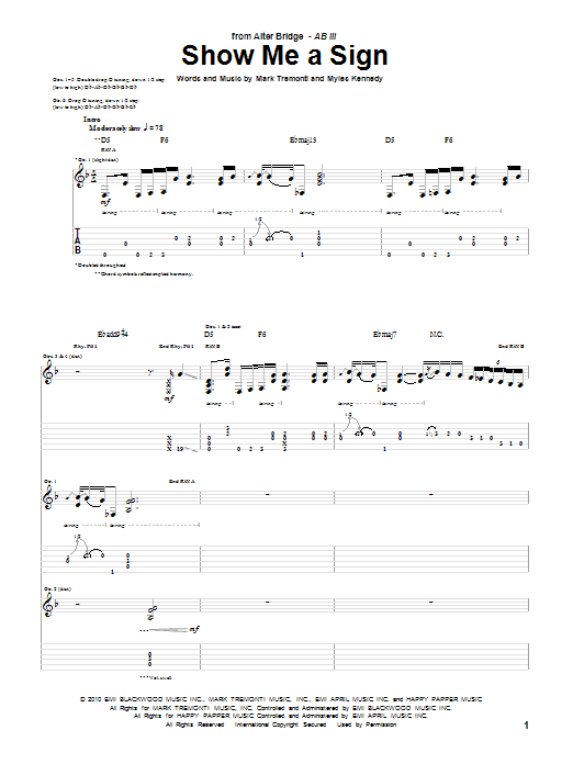 Show Me A Sign (Guitar Tab) von Alter Bridge