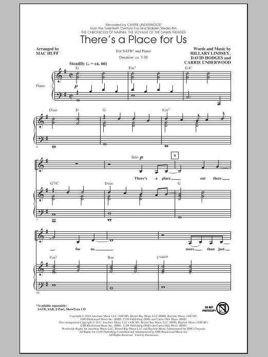There's A Place For Us (SATB Choir) von Mac Huff