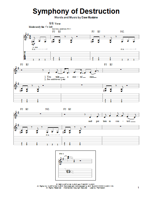 Symphony Of Destruction (Guitar Tab (Single Guitar)) von Megadeth