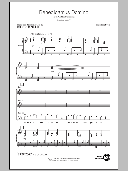 Benedicamus Domino (3-Part Mixed Choir) von Cristi Cary Miller