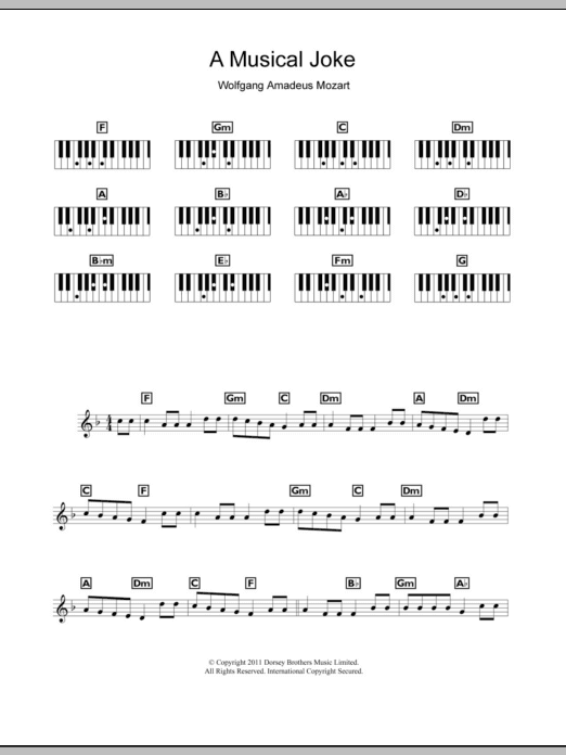 A Musical Joke (Piano Chords/Lyrics) von Wolfgang Amadeus Mozart