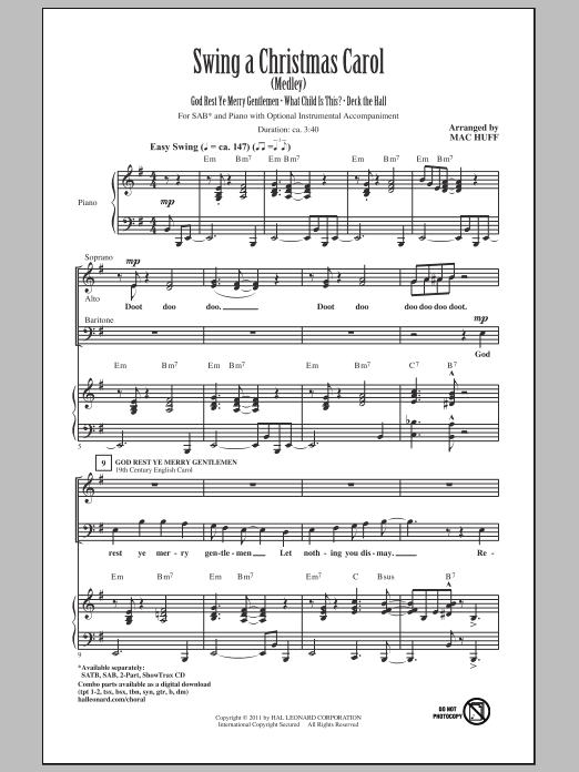 Swing A Christmas Carol (Medley) (SAB Choir) von Mac Huff
