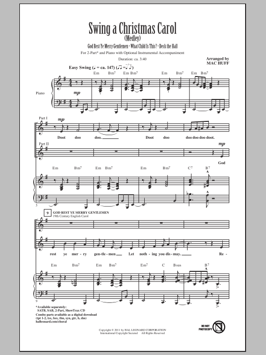 Swing A Christmas Carol (Medley) (2-Part Choir) von Mac Huff