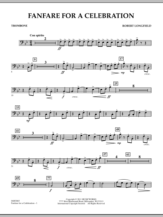 Fanfare For A Celebration - Trombone (Concert Band) von Robert Longfield