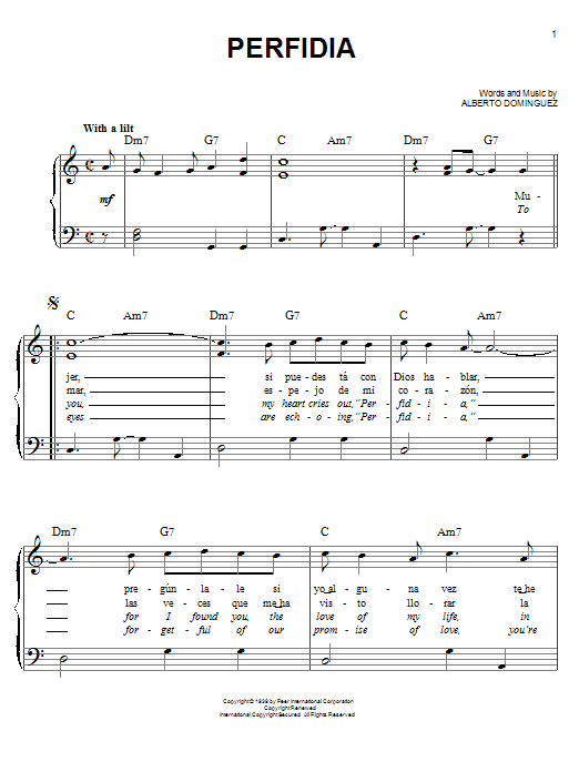 Perfidia (Easy Piano) von Alberto Dominguez