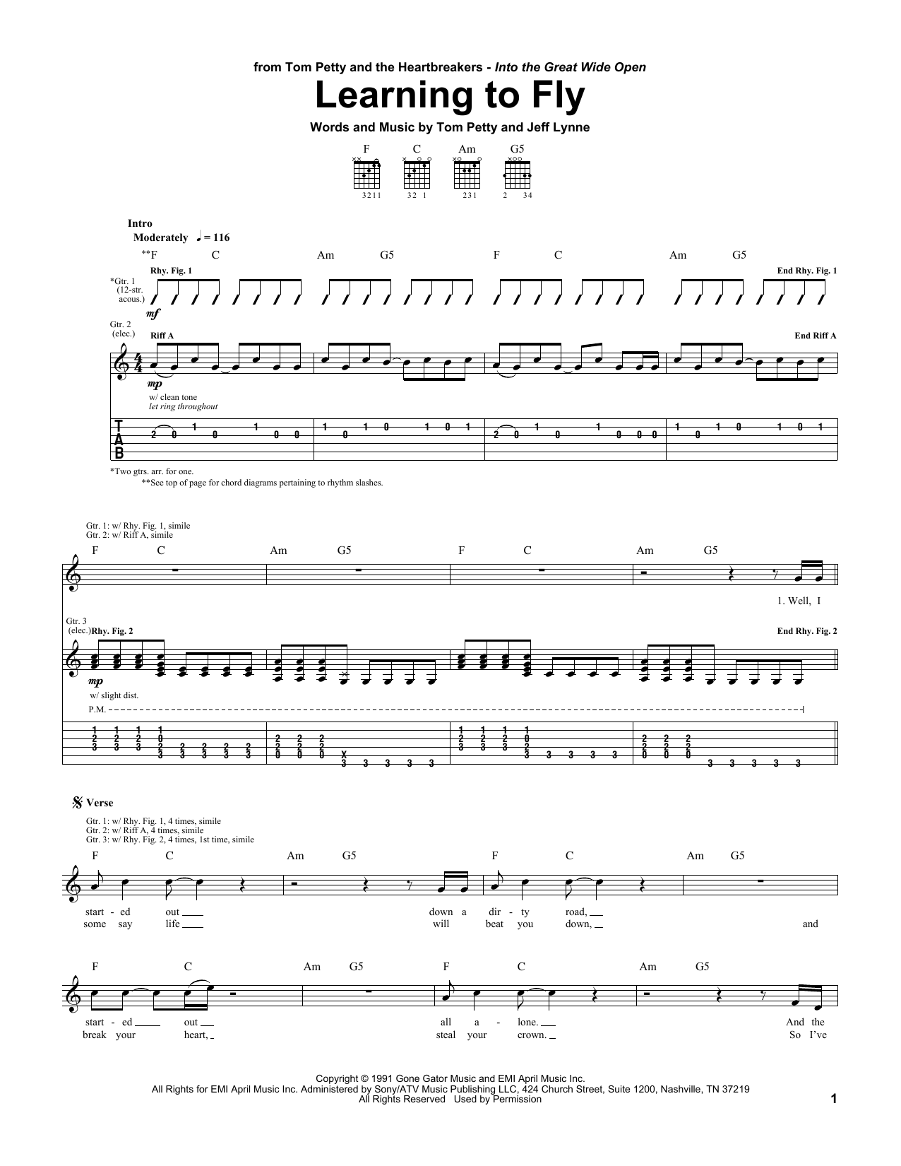 Learning To Fly (Guitar Tab) von Tom Petty And The Heartbreakers