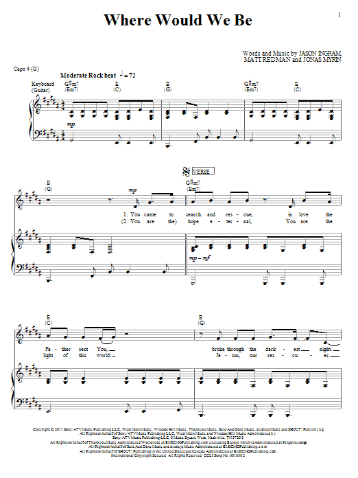 Where Would We Be (Piano, Vocal & Guitar Chords (Right-Hand Melody)) von Matt Redman