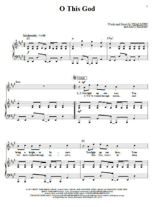 O This God (Piano, Vocal & Guitar Chords (Right-Hand Melody)) von Matt Redman