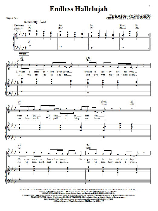Endless Hallelujah (Piano, Vocal & Guitar Chords (Right-Hand Melody)) von Matt Redman