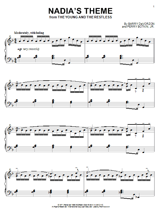 Nadia's Theme (Piano Solo) von Barry DeVorzon & Perry Botkin, Jr.