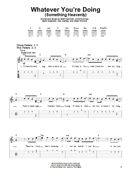 Whatever You're Doing (Something Heavenly) (Easy Guitar Tab) von Sanctus Real