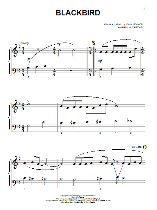 Blackbird (Big Note Piano) von The Beatles