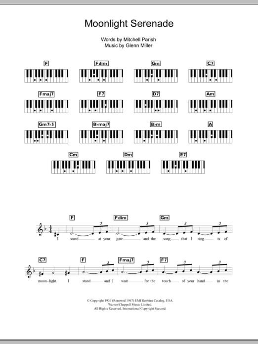 Moonlight Serenade (Piano Chords/Lyrics) von Glenn Miller