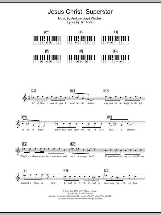 Superstar (Piano Chords/Lyrics) von Andrew Lloyd Webber