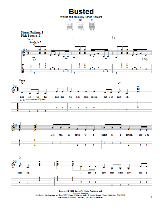 Busted (Easy Guitar Tab) von Johnny Cash