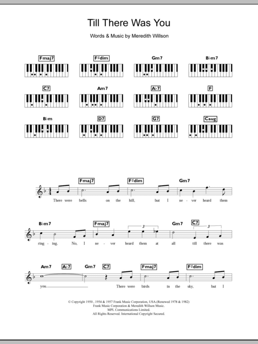 Till There Was You (Piano Chords/Lyrics) von Meredith Willson